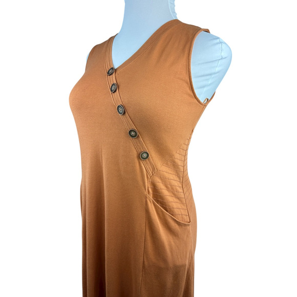 Soft Surroundings Rust Orange Maxi Dress Sleeveless Button Front Pockets Medium - Picture 4 of 14